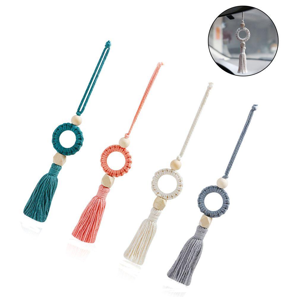 VANES1 Phụ Kiện Treo Trang Trí Xe Hơi Bằng Cotton Handmade Phối Tua Rua Độc Đáo Xinh Xắn