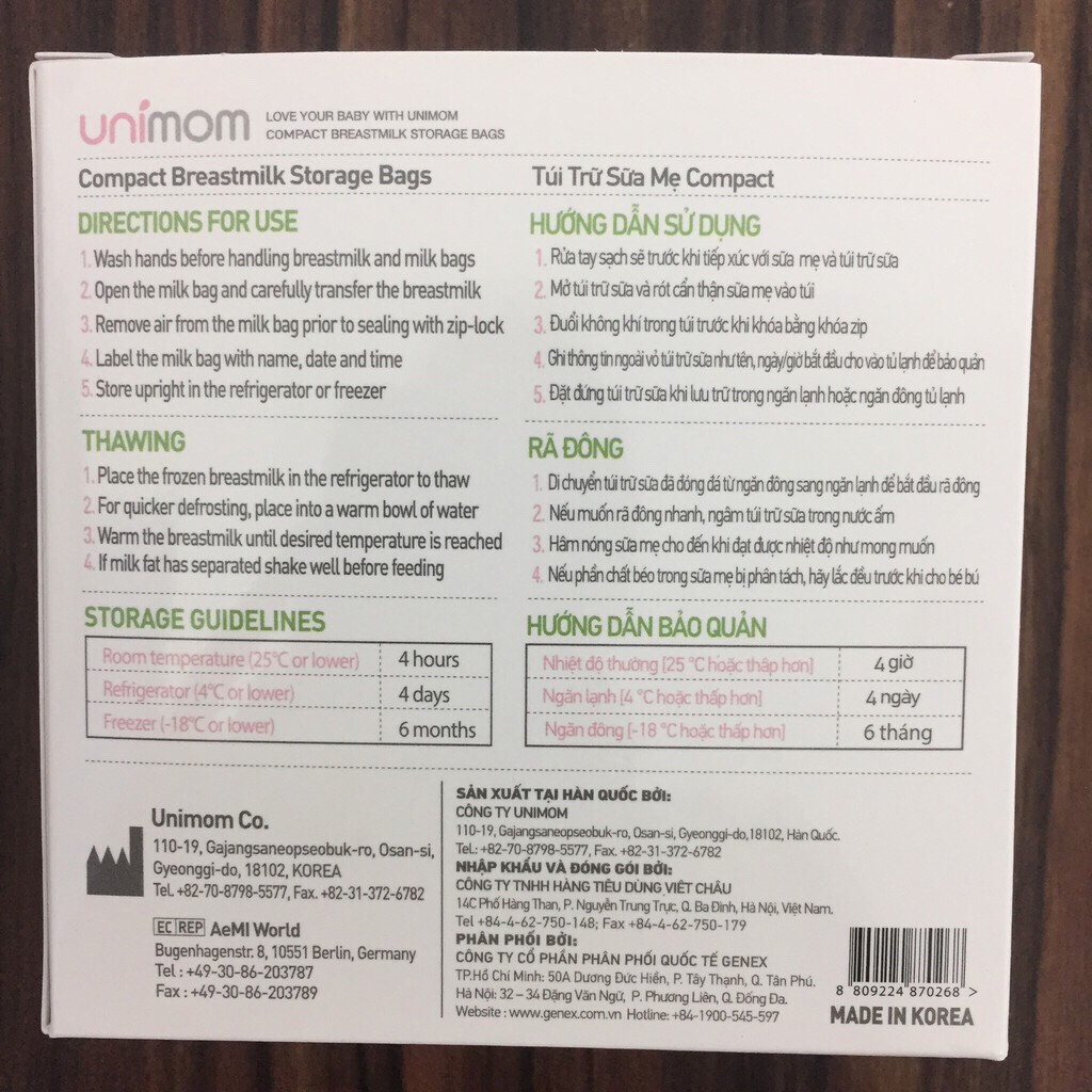 Túi trữ sữa cần thiết cho mẹ bà bé hộp 30 túi 210ml không Bpa