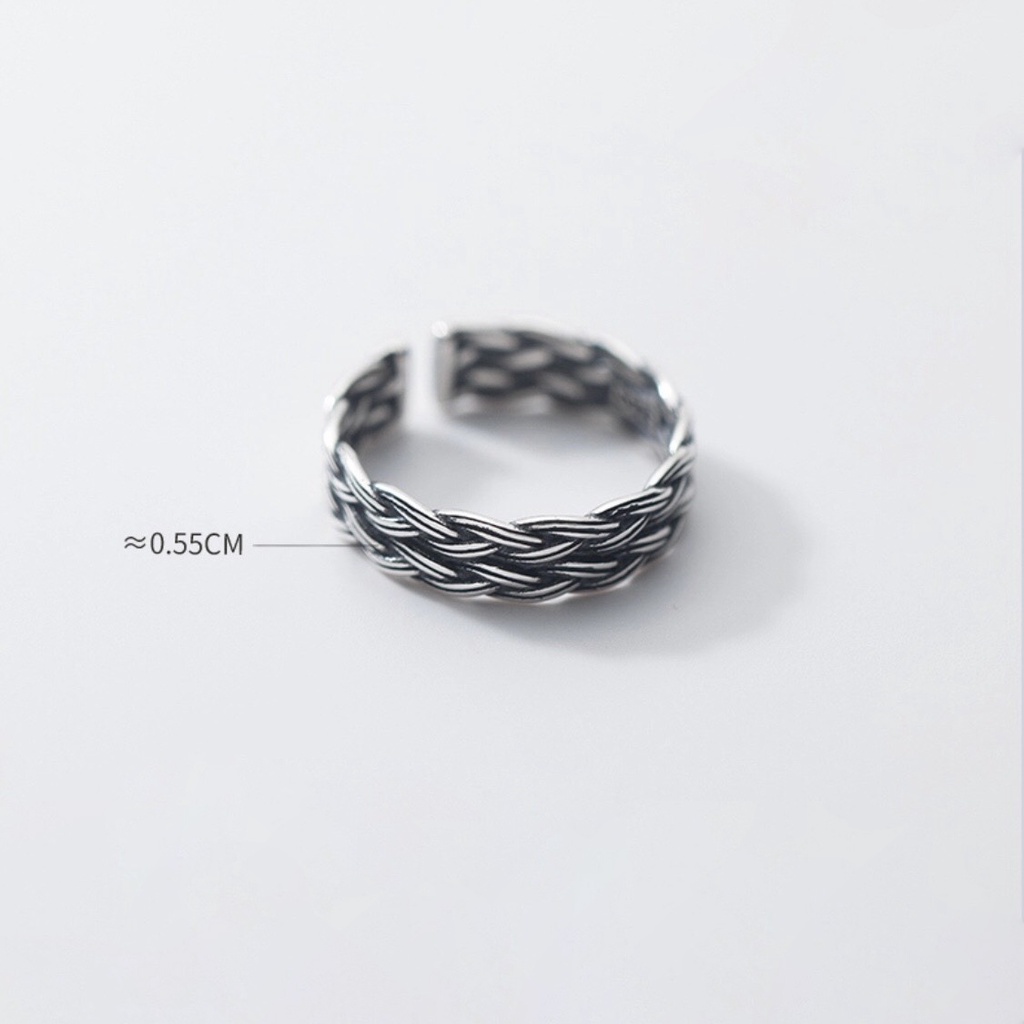 Nhẫn Bạc MIRASON Đan Chéo Dày Basic Cá Tính MNH082 - Nhẫn Unisex Bạc 925 Cao Cấp