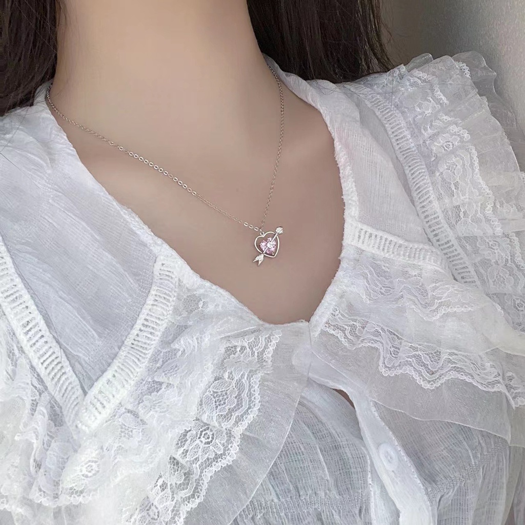 Vòng cổ Mặt Hình Mũi Tên Và Trái Tim Đính Đá Sang Trọng Cho Nữ