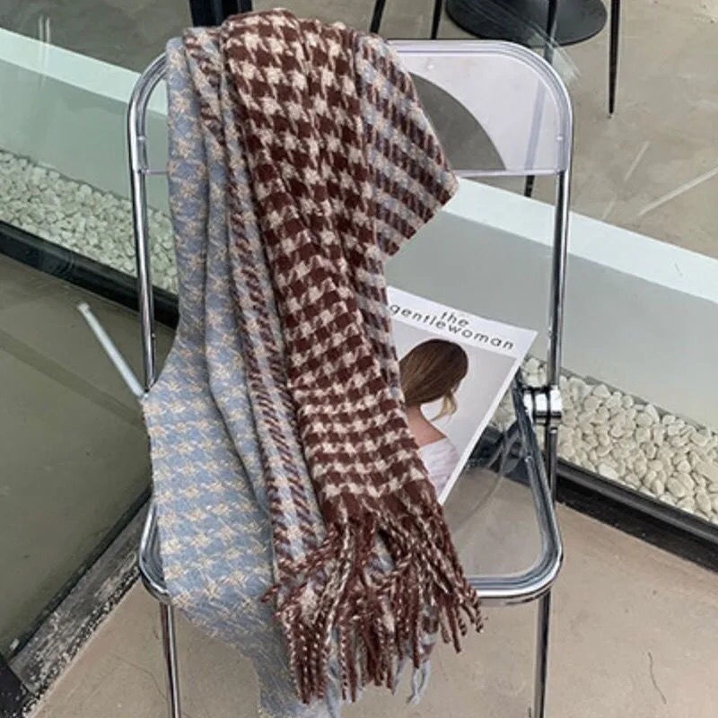 Khăn choàng cổ họa tiết kẻ ô màu bạc ấm áp mùa đông phiên bản han hàng mới dành cho học sinh nữ 2021
 | BigBuy360 - bigbuy360.vn