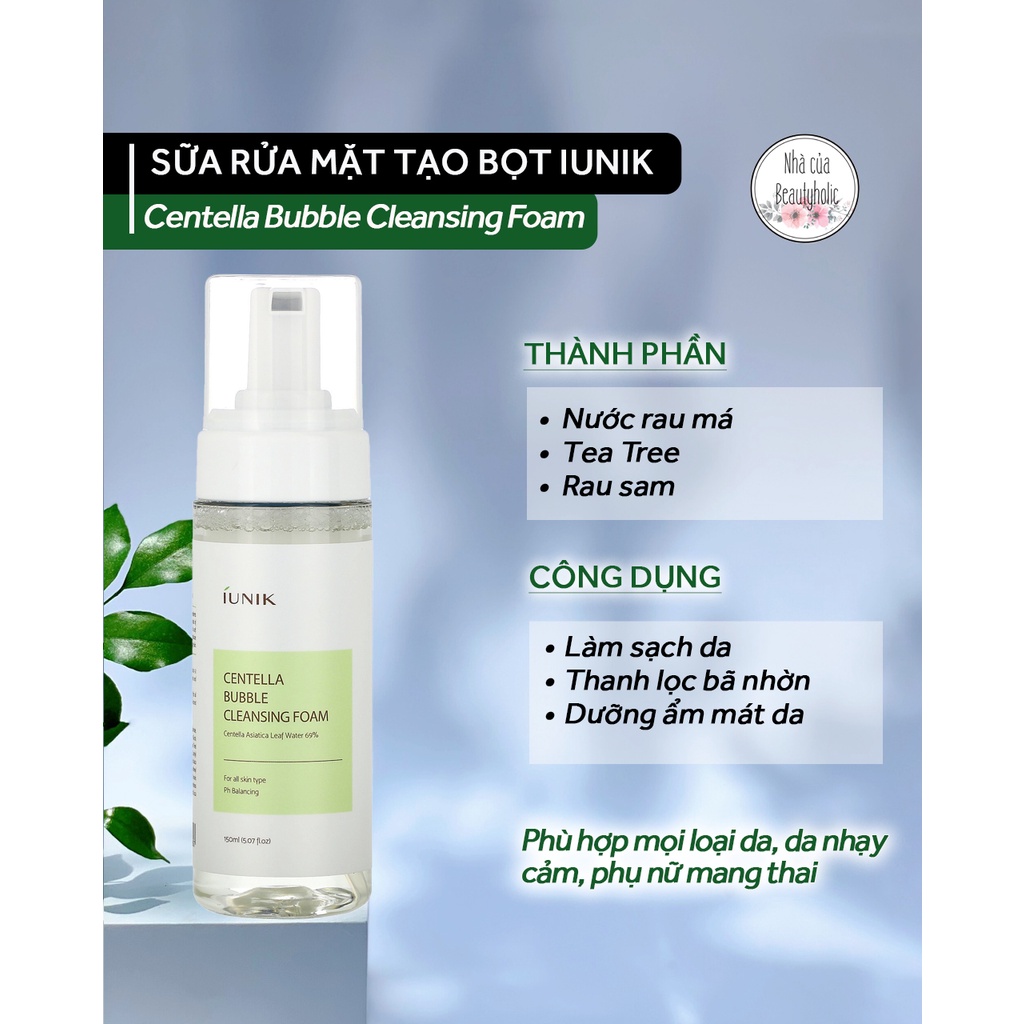 Sữa rửa mặt IUNIK CENTELLA BUBBLE CLEANSING FOAM