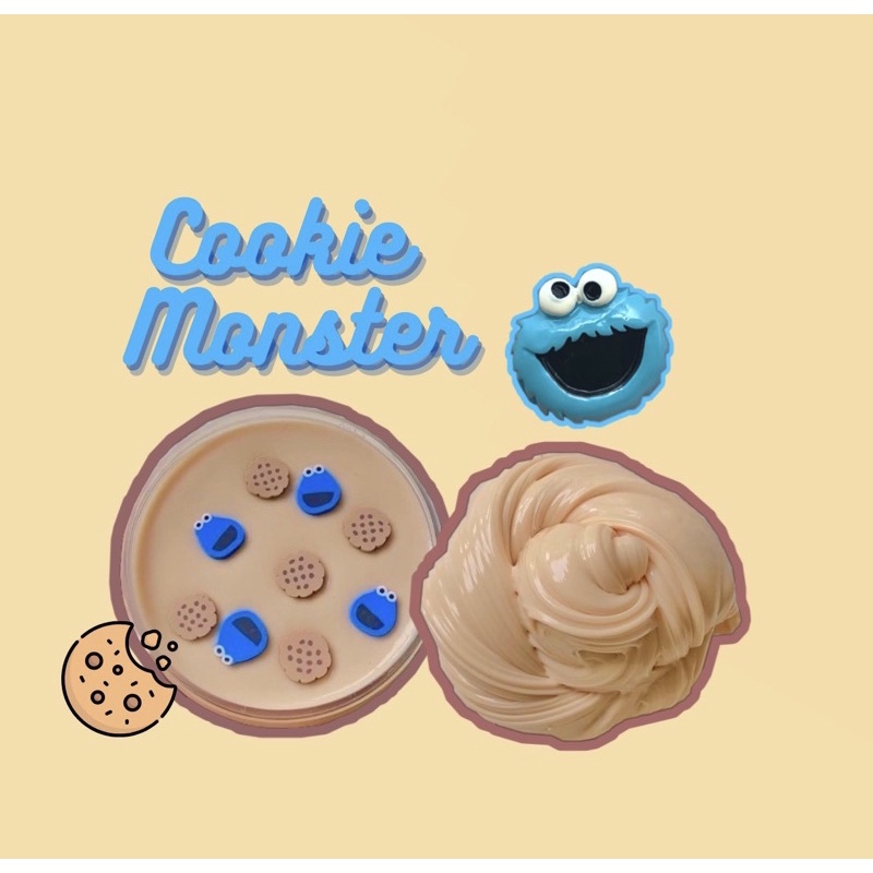 COOKIE MONSTER (Basic Slime) Đi kèm charm quái vật bánh quy, Đồ chơi chất nhờn ma quái