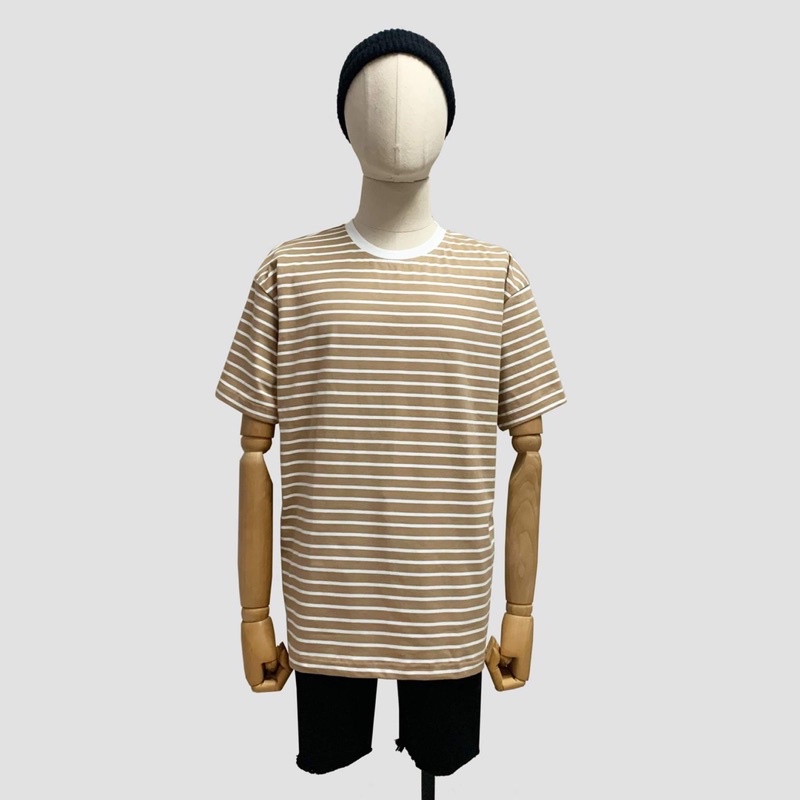 #380 Áo thun cà phê sữa sọc trắng