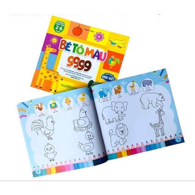 Sách - Bé Tô Màu 9999 Song Ngữ Anh - Việt Cho Bé Từ 2- 6 Tuổi