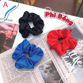 Cột tóc vải scrunchies màu trơn bóng