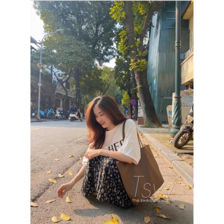 Chân váy xòe dáng dài phong cách vintage và áo phông chữ thời trang BANAMO FASHION 591 | BigBuy360 - bigbuy360.vn