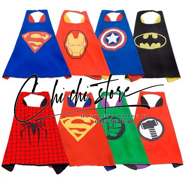 Áo Choàng Siêu Nhân Người Nhện, Người Sắt, Hulk Captain Đội Trưởng Mỹ, Batman Dơi Kèm Mặt Nạ Halloween