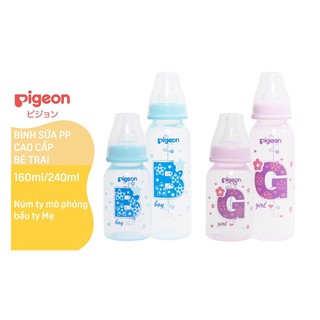 Bình sữa pigeon, bình sữa cổ hẹp pp cao cấp 120ml/ 240ml, bé trai bé gái