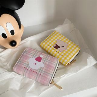 Viện nghiên cứu vui nhộn|Phong Cách Độc Quyền Phong Cách Hàn Quốc Cô Gái Trái Tim ins Gấu Kẻ Sọc Thẻ Hàn Quốc Mini Hoạt Hình Dễ Thương Kẻ Sọc Màu Hồng Kẻ Sọc Vàng Nhiều Khe Cắm Thẻ Ví Đựng Tiền Xu Túi Ly Hợp Hoạt Hình Nhỏ Di Động