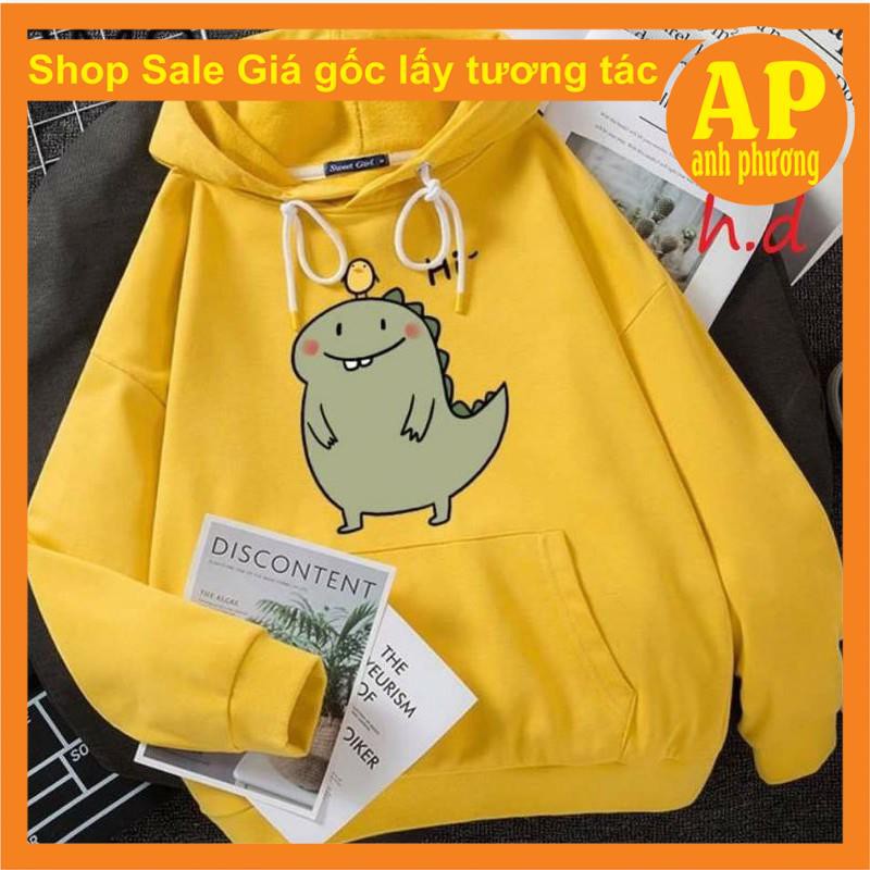 áo HOODIE khủng long đội gà Hi form thụng unisex giá rẻ❤️chất nỉ bông❤️form thụng unisex❤️mặc đôi nhóm