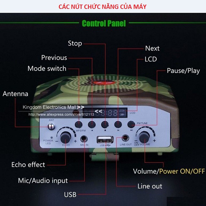 Loa Bẫy Chim, Kiêm Máy Trợ Giảng - Bắt Đài FM - Nghe Nhạc USB Có Điều Khiển Bảo Hành 6 Tháng