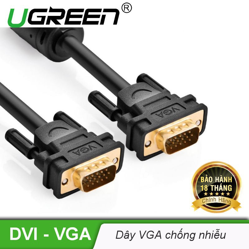 Dây cáp kết nối VGA HDB 15 đực sang HDB 15 đực UGREEN VG101 NGẮN