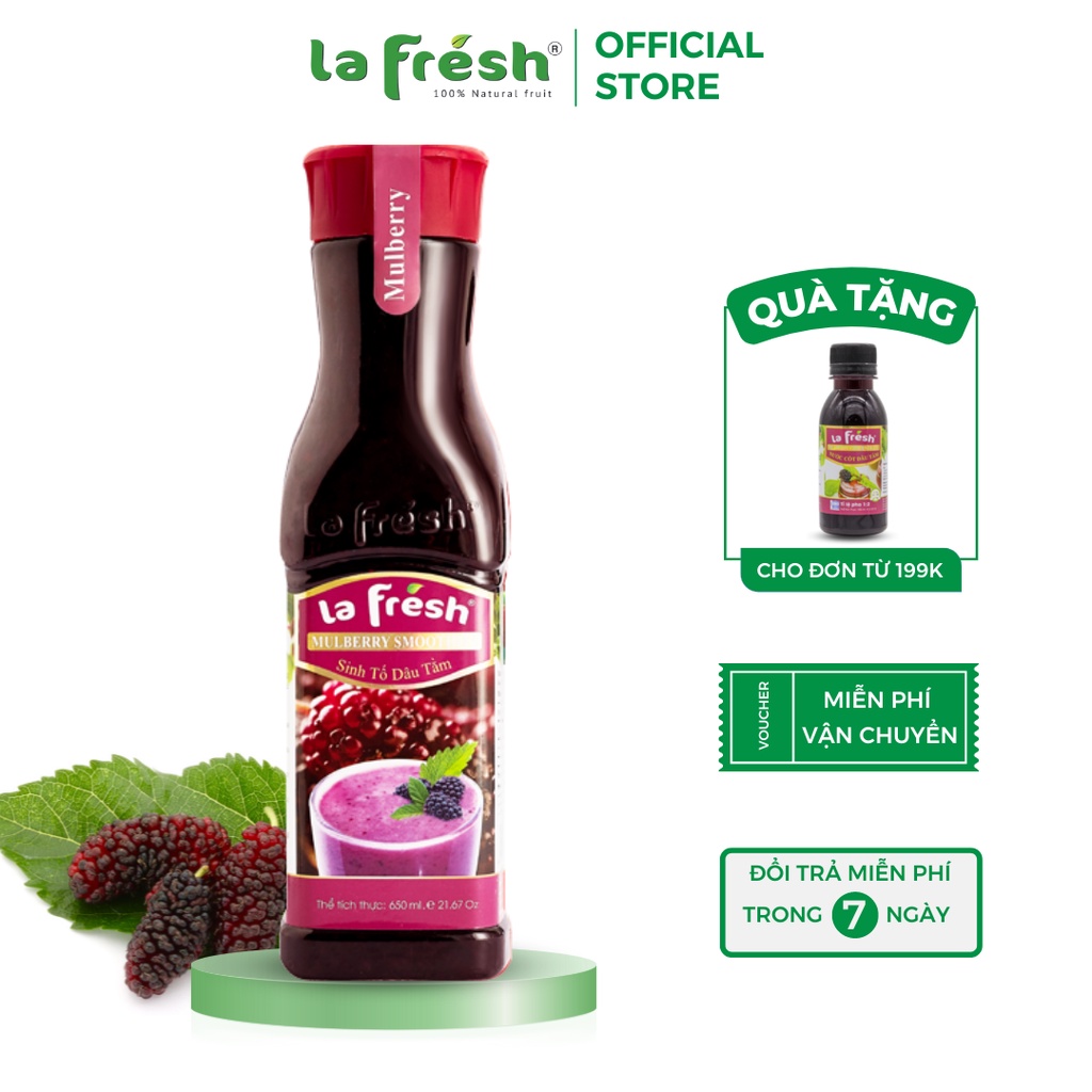 SINH TỐ TRÁI CÂY LAFRESH VỊ DÂU TẰM CHAI 650ML, NGUYÊN LIỆU PHA CHẾ TRÀ TRÁI CÂY
