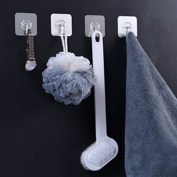 Bộ 10 móc dán tường chịu lực siêu dính treo đồ trong suốt 6x6cm Vrg11112