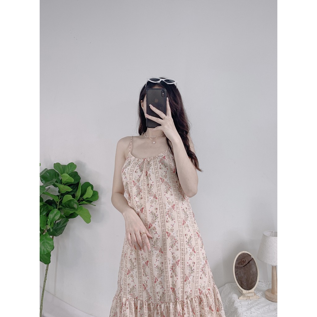 Váy Hai Dây Voan Suông Nhiều Màu - Rere.Store [FREESHIP] - Đầm in hoa vintage đuôi cá Ulzzang