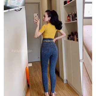 Quần khuy lệch đai da beo VNXK kéo chân dài miên man