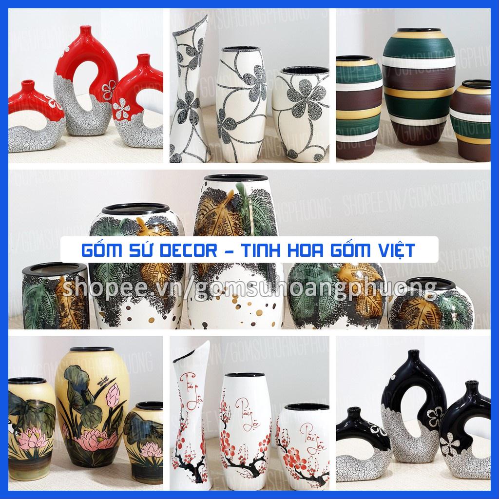 Bình hoa gốm trang trí - Bộ 3-5 lọ hoa - 11 màu men - Gốm Sứ Bát Tràng