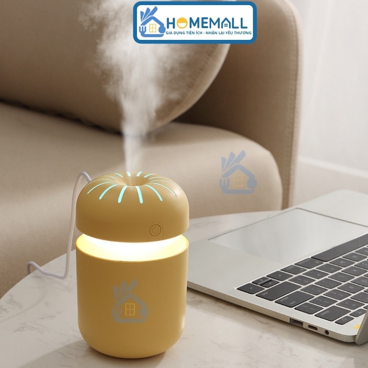 Máy phun sương tạo ẩm, máy xông tinh dầu hình nấm decor làm đèn ngủ tích hợp LED nhiều màu MX5