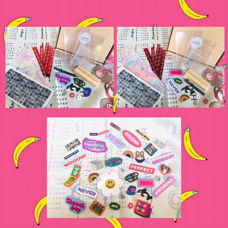 Box toploader ( 3 top+ sticker+ đế gỗ dựng top/postcard)