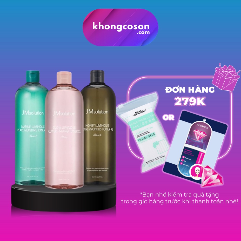 Toner Ngọc Trai, Mật Ong Nước Hoa Hồng Jm Solution Marine Luminous Pearl, Glow and Honey Moisture XL 600ml - Khongcoson