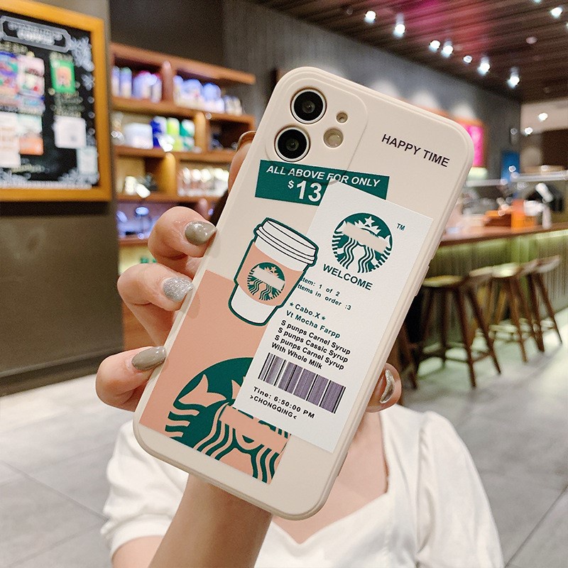 Ốp iphone Starbucks cạnh vuông 13promax/12promax/11promax/xsmax/6plus/6splus/7/7plus/8/8plus/x/xr/xs