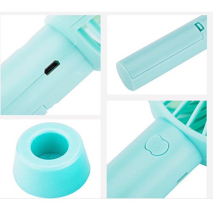 Quạt Mini cầm Tay Tích Điện 3 Chế Độ Gió Cực Mát