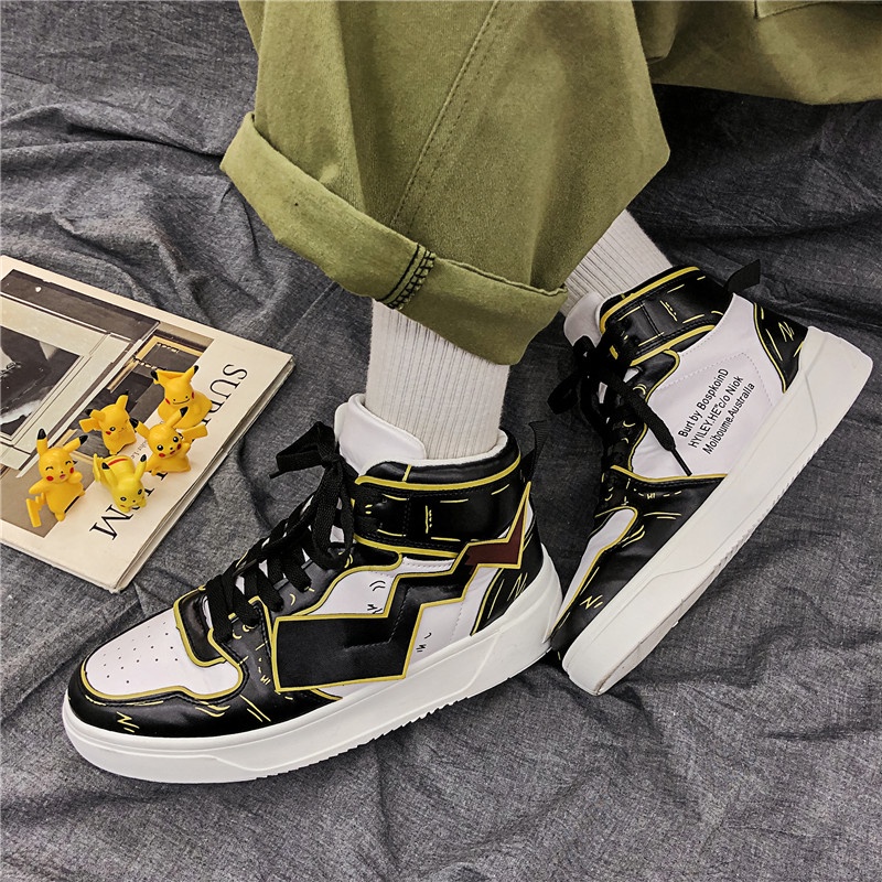 Giày thể thao cổ cao in hình phong cách Pokemon thời trang cho nam size 39-44