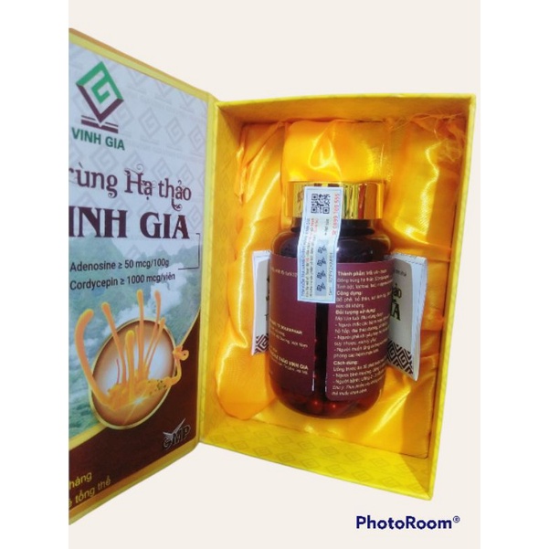 Đông trùng hạ thảo Vinh Gia hộp 1 lọ x 60 viên giúp tăng sức đề kháng, tăng sức khoẻ tổng hợp
