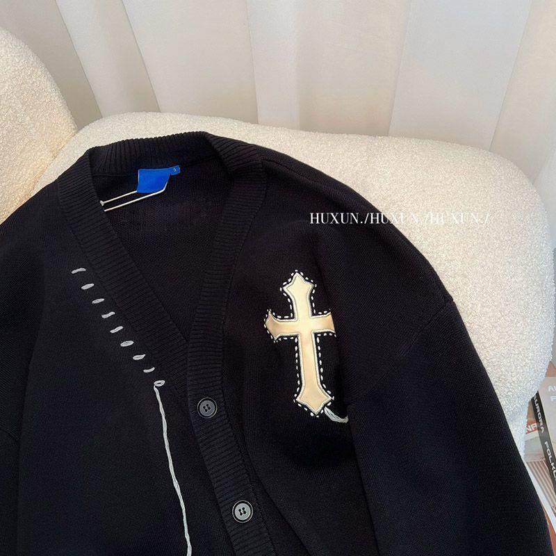 Áo Khoác Cardigan Màu Đen Dáng Rộng Phong Cách Đường Phố Hàn Quốc