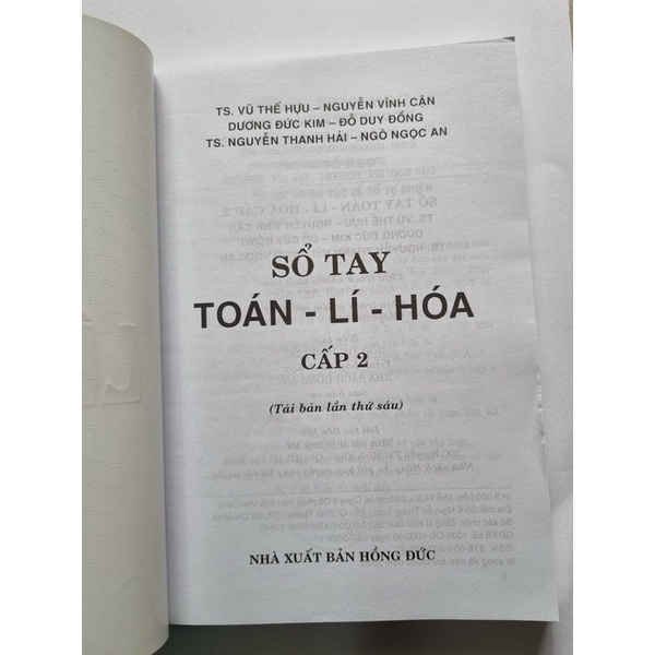 Sách: Sổ tay Toán - Lí - Hóa cấp 2