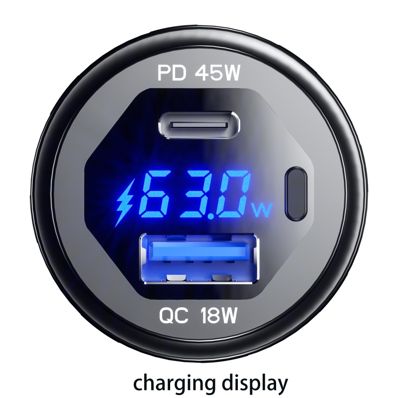 Tẩu Sạc Nhanh IOR 12V-24V 18W QC3.0 USB + 45W USB C PD Có Đèn LED Cho Điện Thoại / Máy Tính Bảng