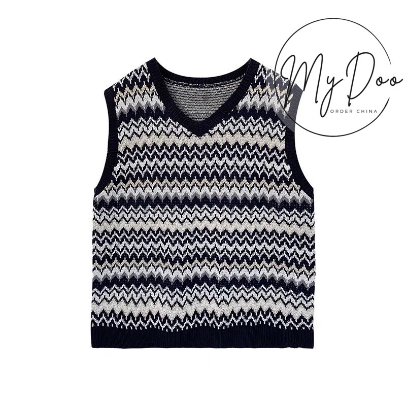 Áo Gile len Ziczac Ulzzang ⚡️HÀNG LOẠI I ⚡️ áo ghi lê hàn quốc cho nữ - GL06 | BigBuy360 - bigbuy360.vn