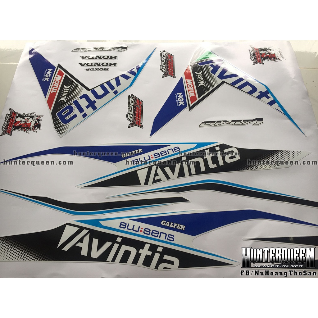 Tem rời Vario 2018 xe trắng. Avintia, racing. Thay đổi màu sắc và chi tiết theo yêu cầu. Sắc nét, bền màu