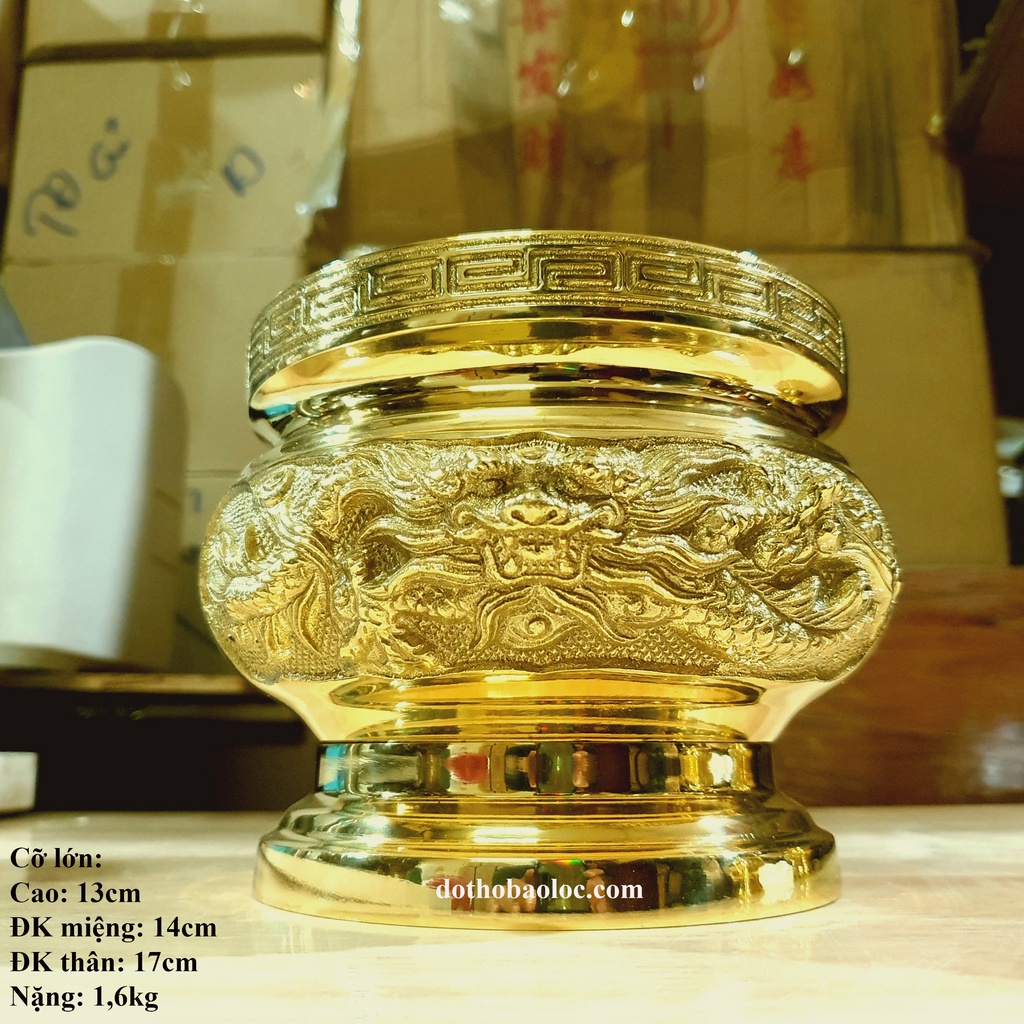 Bát nhang hình rồng sen mẫu 3D bằng đồng thương hiệu Hiệp Tiến Phát