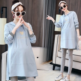 Đầm Hoodie Dài Tay Thoải Mái Cho Bà Bầu