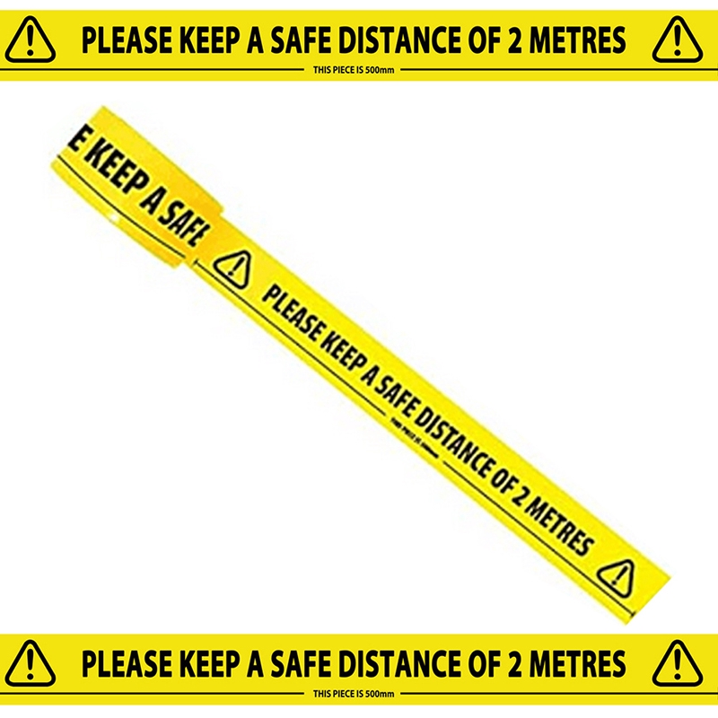 Băng dán sàn cảnh báo nguy hiểm giữ khoảng cách an toàn 2m kích thước 48mm x 33m màu vàng