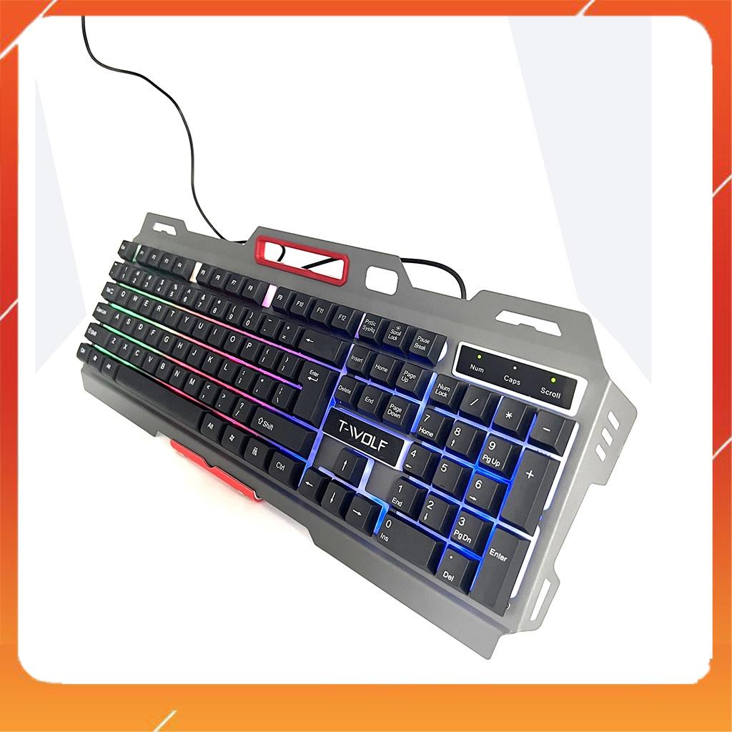Bàn phím Có Dây Chơi Game T-WOLF T16 Gray LED Kết Nối USB dây 1.8m - Có chỗ để ĐT,bảo hành khi mua hàng tại shop