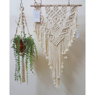 Macrame rèm trang trí có đèn + dây treo cây