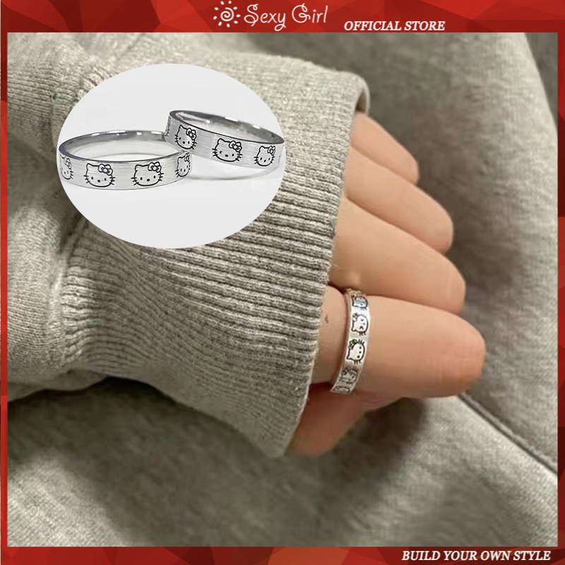 Nhẫn Hở Họa Tiết Hello Kitty Tinh Xảo Có Thể Điều Chỉnh