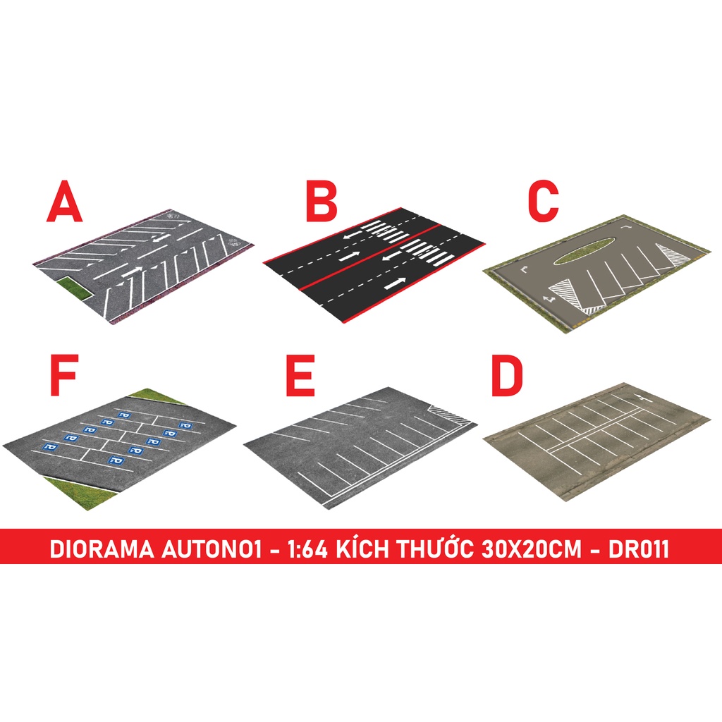 DIORAMA PARKING - MẶT ĐƯỜNG 20X30 CM CHO Ô TÔ TỈ LỆ 1:64 AUTONO1 DR011