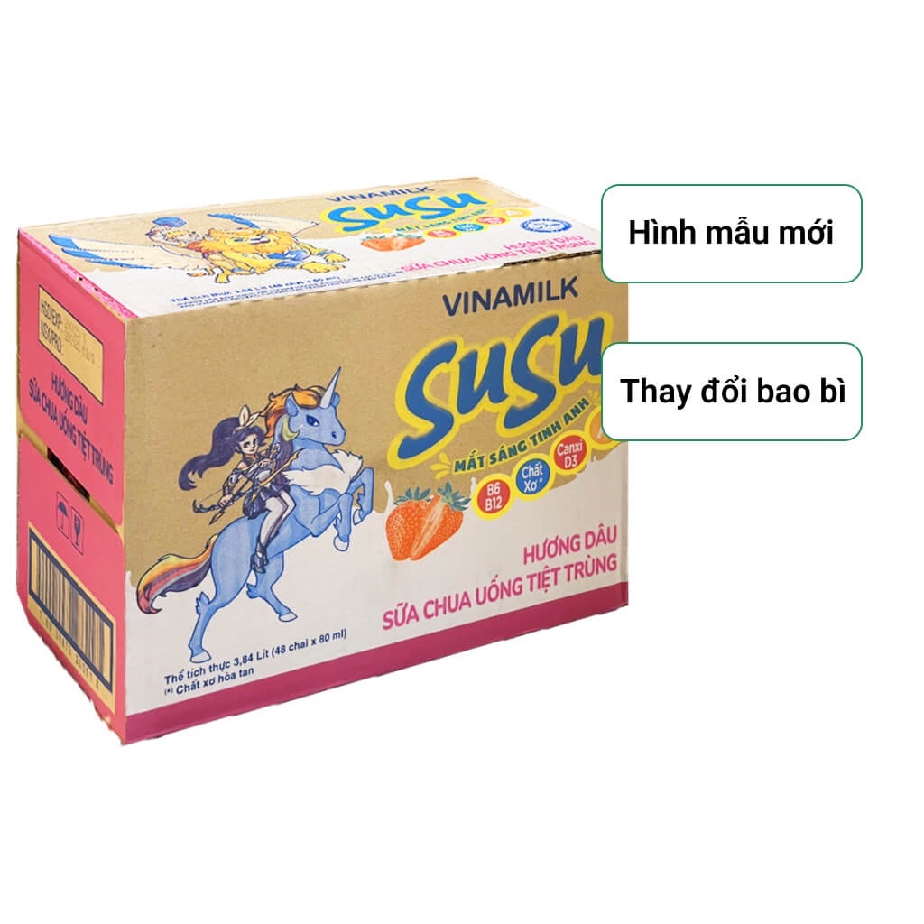 Thùng 48 chai sữa chua uống susu IQ hương dâu 80ml