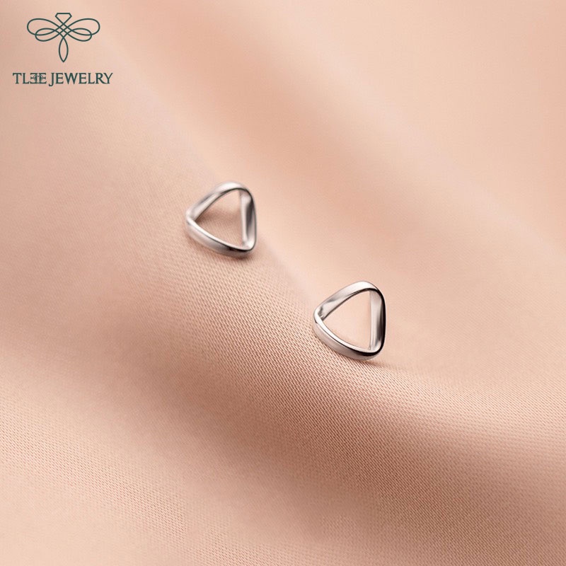 Khuyên tai bạc nữ TLEE tam giác xoắn basic TleeJewelry B0260