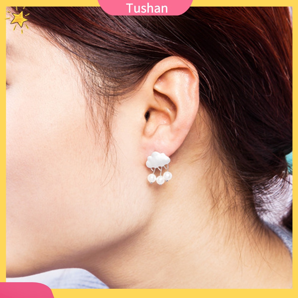 Hoa tai hình đám mây mưa đính ngọc trai xinh xắn cho nữ