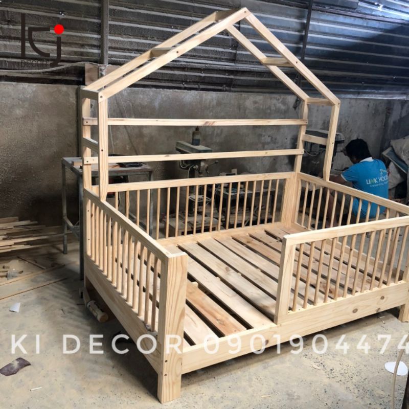 -  Giường cũi bằng gỗ cao cấp cho bé, giường công chúa, giường hình ngôi nhà