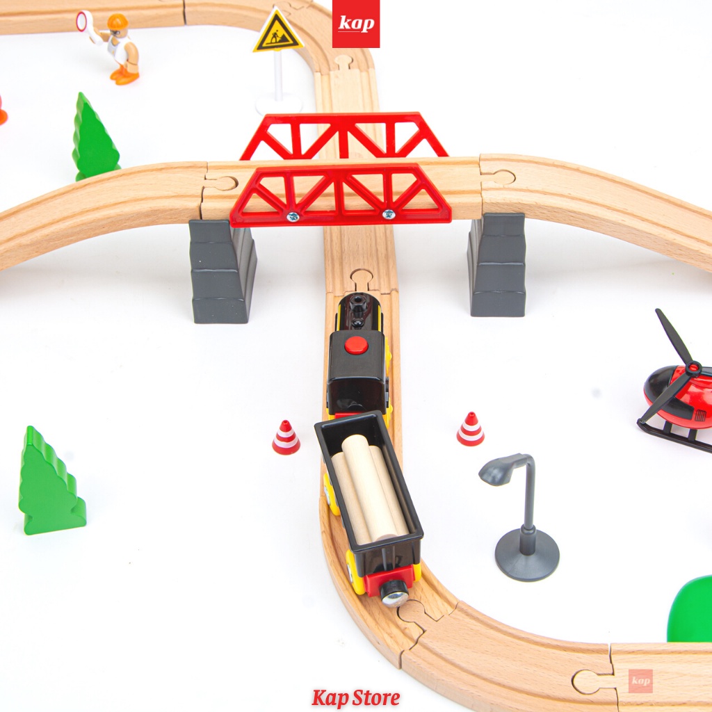 BỘ ĐỒ CHƠI ĐƯỜNG RAY XE LỬA GỖ - SET KHAI THÁC GỖ (FOREST TRACK); TƯƠNG THÍCH BRIO, HAPE, LIDL, IKEA
