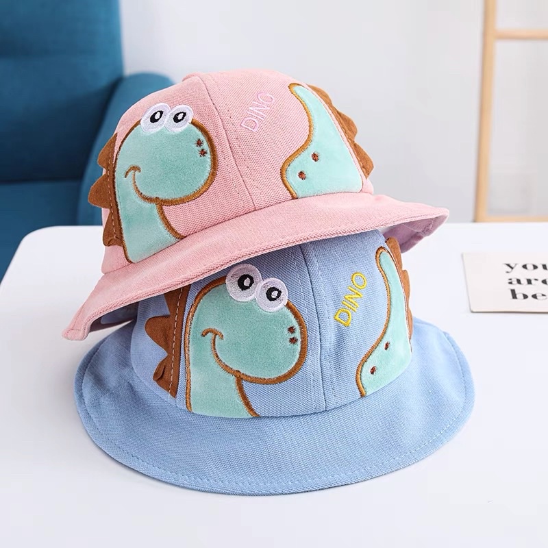 Nón cho bé trai bé gái thêu hình khủng long vành bucket dễ thương , phù hợp 5 tháng - 4 tuổi