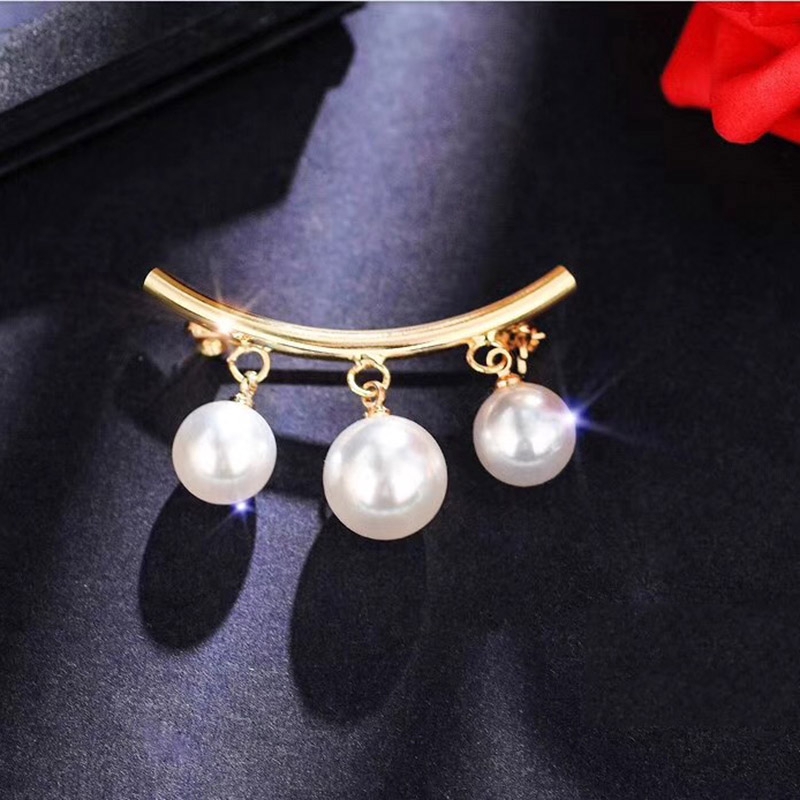 Ghim cài áo hình chữ U đính ngọc trai sang trọng