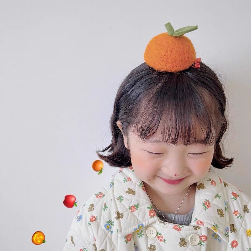 Kẹp và turban hình trái cây LEN CHỌT dễ thương cho bé