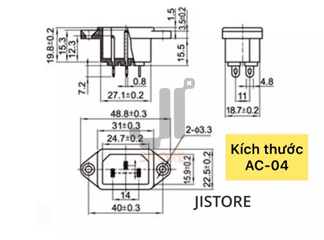 Đầu nối nguồn IEC C14 ba chấu 250V công tắc /cầu chì 10A /15A AC-01 AC-01A AC-02 AC-04